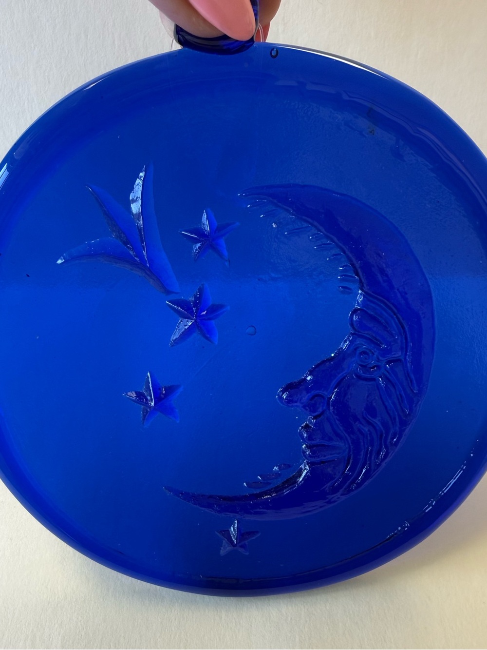 Cobalt Glass Blue Moon & Stars Celestial Large 6” Sun Catcher. - Picture 10 of 13